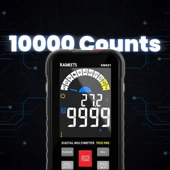 KAIWEETS KM601 9999 Počíta Digitálny Multimeter Smart Auto Rozsah 1000V 10A Tester Meter Ohm Hz Kapacita REL True RMS AC DC DMM