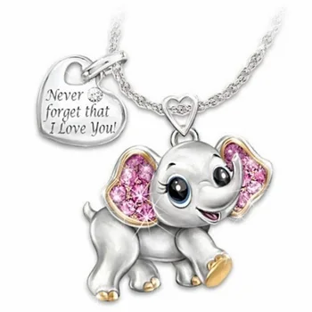 Prajeme new cute Elephant Prívesok ženy nikdy nezabudnem, milujem ťa gravírované menovky náhrdelník