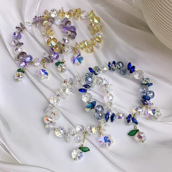 Pôvod Lete Sladké Nádherné Multicolor Crystal Korálkové Náramky pre Ženy Multi Vzory Ovocie Leaf Strany Náramky Šperky