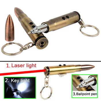4 in 1 Multifunkčné Vonkajšie Self-defense Baterka Bullet v Tvare Pera Prežitie výchovy k DEMOKRATICKÉMU občianstvu Laser+Svetlo+Kladivo+Guľôčkové sebaobrany EI