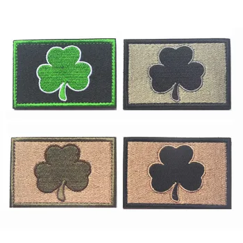 Tlmené Írsky Leaf Taktické Výšivky Škvrny Odznaky Znak 7.6*5 cm Príslušenstvo Háčika a Slučky Taktickej
