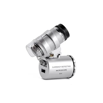 60X Mini Mikroskopom Klenotník Loupe Šošovky, Lupy Ručné Lupou UV Mene Falšované Detektor S LED Svetlom
