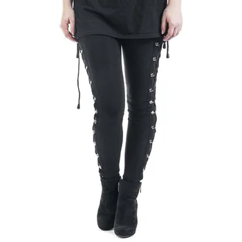 Gotický Sexy Ženy, Legíny Pantalones De Mujer Punk Bežné Nohavice Čierne Zimné Pantalones Fitness Výška Ulici Krajky-Up Oblečenie