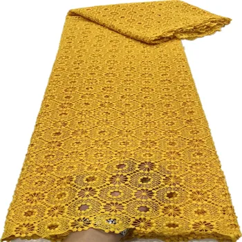Žltá Afriky Čipky Textílie 2021 Kvalitné Francúzske Guipure Čistý Výšivky Klasiky Nigérijský Rozpustné Vo Vode Textílie, Čipky Na Šaty