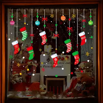 Vianočné Windows Nálepky Veselé Vianočné Dekorácie Pre Domov 2021 Vianočné Ozdoby Vianočné Navidad Noel Darčeky Na Nový Rok 2022