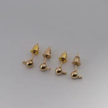 50 ks/veľa 3/4/5mm Earpin earstick jednoduché earstick s loptou, Žehlička stupeň earstick malé náušnice ornament earpin gold/rhdium