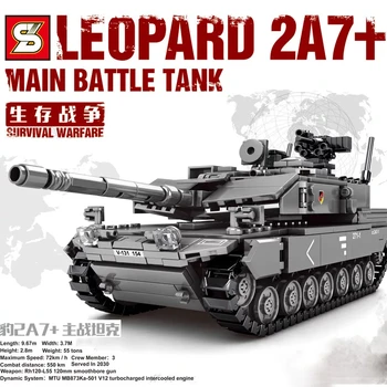 Tehly Armády Vojenské leopard Tankov M1A1 Hlavný Bojový Tank Soldier Stavebné Bloky WW2 Deti Deti Hračky, Darčeky