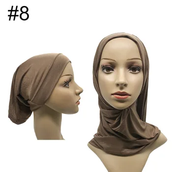 Moslimské vnútorné čiapky a úsek dres, šál islamský hidžáb soild bavlnené šatky arabských zábal hlavy klobúky, šatky hidžáb turban femme