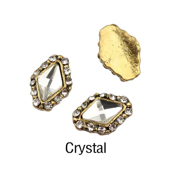 Nové 10Pcs Starožitné Kosoštvorec Zliatiny 3d nail art decor drahokamu šarm, lesk crystal diamanty Kameň kamienkami príslušenstvo šperky