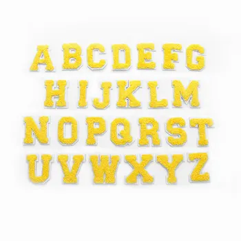 Výšivky, Značky Patch Farba Žltá Meno List Šiť na Prenos Železa na Nálepke Detské Oblečenie Taška Dekorácie