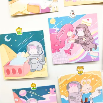 9 Listov Kawaii Papiernictvo Astronaut Králik Karta Graf Dekorácie Plagát Cartoon Kórejský Foto Rekvizity Dekoračné Nálepky