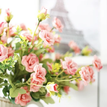 Umelé Ruže Hodváb Kvetinové Kytice Falošné Kvety, Svadobné Deco Darček Pre Priateľku, Spálňa Decor Lacné 1 Uah