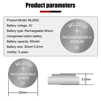 2 KS Nových Originál ML2032 3v ricaricabile delle cellule del tasto kontakty batérie al litio batterie a bottone (ml2032)