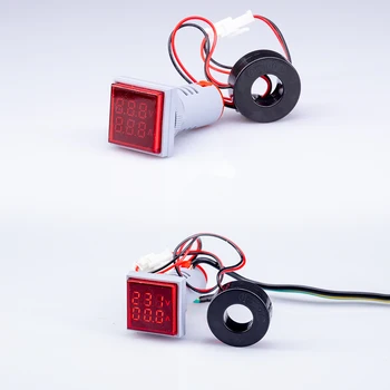 Nové Námestie 2v1 LED Digitálny Duálny Displej Voltmeter Ammeter Napätie Prierez Aktuálne Meter na Meranie AC 60-500V 0-100A 22 mm
