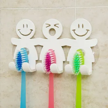 Zubná kefka Držiteľ Skladovacie Regály s Prísavkou Roztomilý Usmievavá Tvár Dizajn Kúpeľňových Doplnkov
