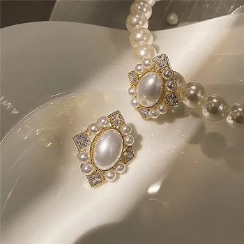 Barokový Štýl Geometrické Pearl Náušnice Pre Ženu Elegent Temperament Nové Módne Šperky Brincos