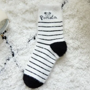 Coral Velvet Ponožky Jeseň A V Zime Noriek Velvet Spánku Ponožky Panda Ponožky Ženy Plus Velvet Hrubé Teplé Snehu Ponožky