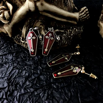 Punk Gotický Náušnice Pre Ženy Retro Smrti Kríža Červená Krv Rakva Visieť Náušnice Zliatiny Zinku Šperky Veľkoobchod