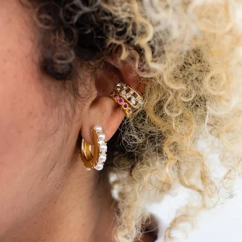 Móda Pearl Stud Náušnice Veľký Kruh Náušnice, Módne, Elegantné Simulované Pearl Ucho Putá Vyhlásenie Earings pre Ženy Boho Bijoux