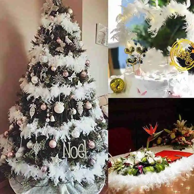 10 ks 2M Natuurlijke Witte Boa Pásy Vianoce Žmolky Strany Guirlande Kerstboom Dekor Cosplay Kleding Stof Accessaries DIY Ambachten 2