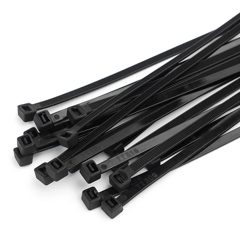 100 KS Plastových nylon kábel kravatu Self-locking Black Organizér Upevnite Kábel Drôt, Kábel Zips Väzby Slučky Drôtu Zábal 0
