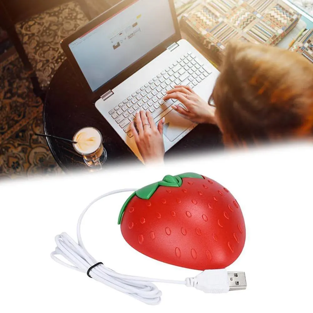 1000DPI, USB Wired Mouse 3 Tlačidlá Myši LED Sladké Červené Jahody, Ovocie, Darček Pre Počítač PC Desktop USB Optická Myš, Myši 1