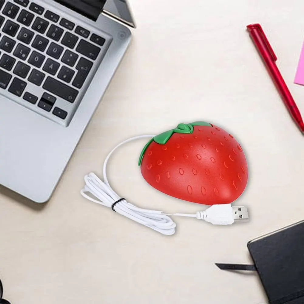 1000DPI, USB Wired Mouse 3 Tlačidlá Myši LED Sladké Červené Jahody, Ovocie, Darček Pre Počítač PC Desktop USB Optická Myš, Myši 2