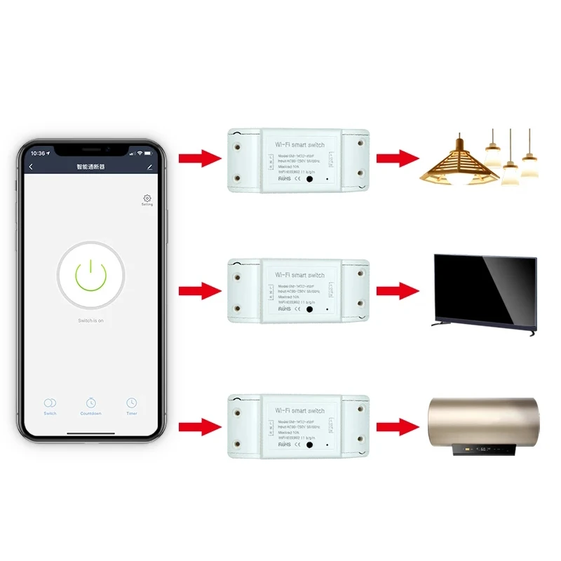 10A Inteligentný Dom Prepínač Pre Xiao Wifi DIY Smart Bezdrôtové Diaľkové Prepínanie Domotica Svetlo Radič Modul Pre Alexa Domovská stránka Google 5