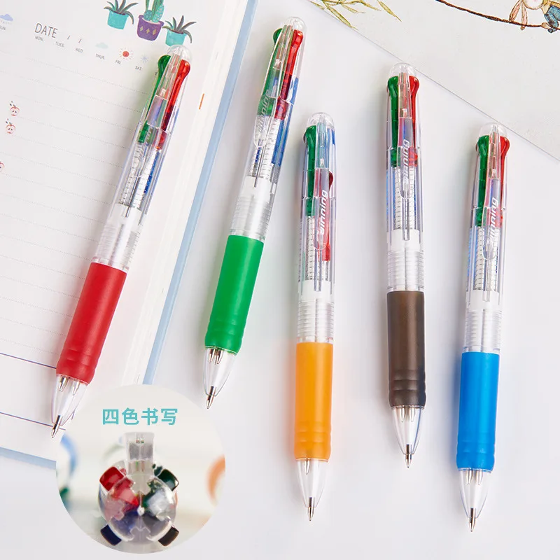 2 ks 4 farby, kreatívne plastové guľôčkové pero školy kancelárske potreby darček písacie potreby farebná náplň 1