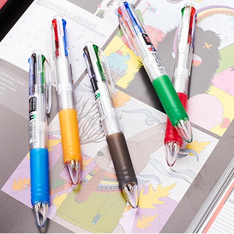 2 ks 4 farby, kreatívne plastové guľôčkové pero školy kancelárske potreby darček písacie potreby farebná náplň 3