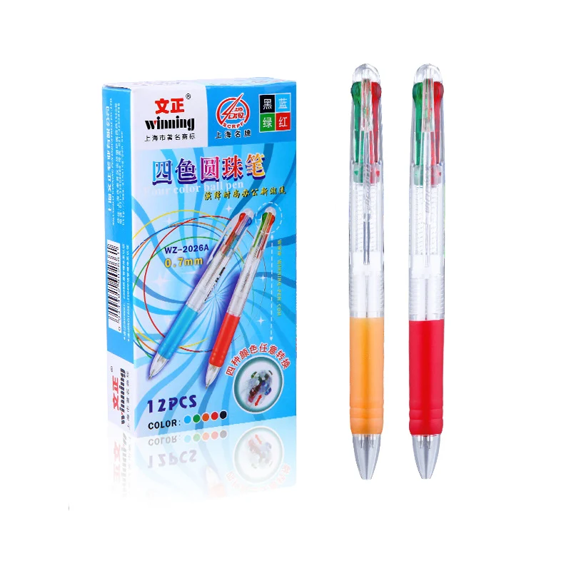 2 ks 4 farby, kreatívne plastové guľôčkové pero školy kancelárske potreby darček písacie potreby farebná náplň 4