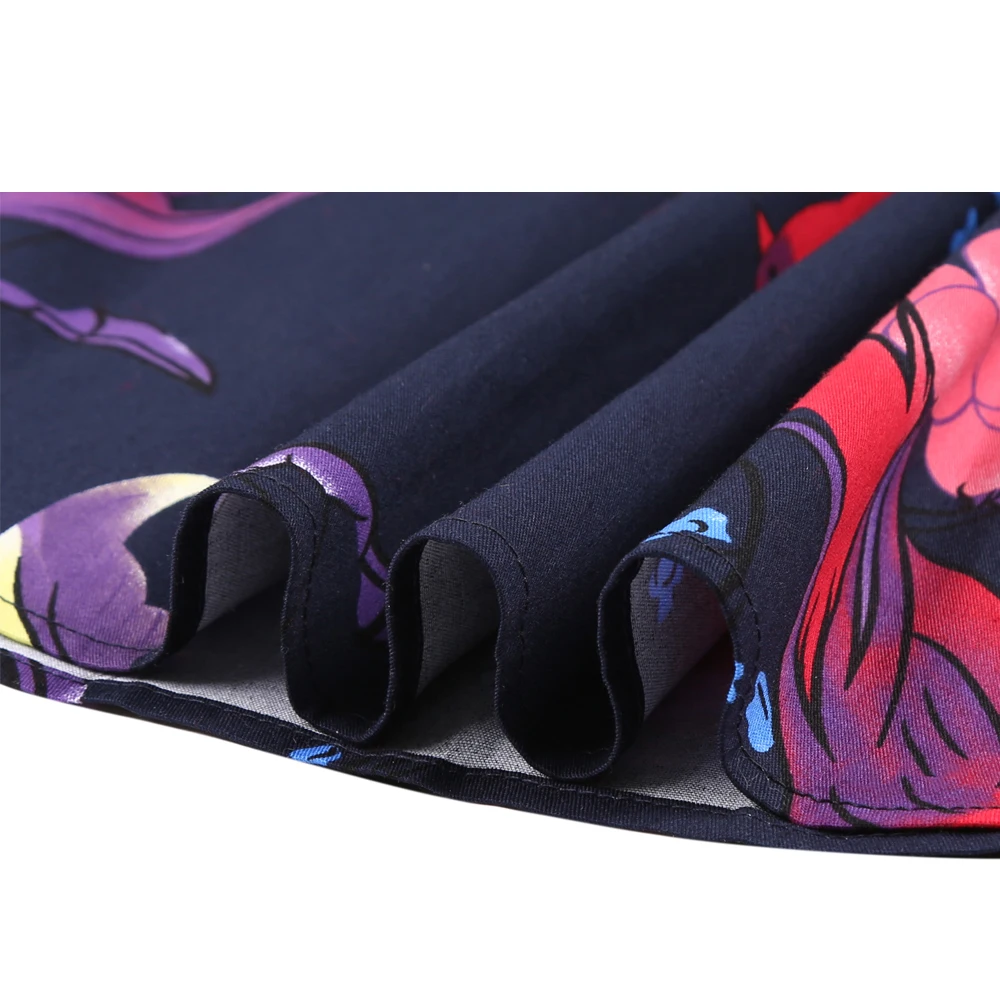 2021 50. Retro Kvetinový Tlač Vintage Skladaný Sukne Dámske Harajuku Vysoký Pás Plus Veľkosť Midi Sukne Bavlna Lete 3XL Swing Sukne 1