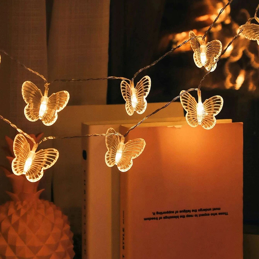 20pcs Motýľ LED Reťazec Svetlá Dovolenku Vianočné Osvetlenie Garland, napájaná Batériou Strany Garland Rozprávkových Svetiel Svadobné Osvetlenie 0