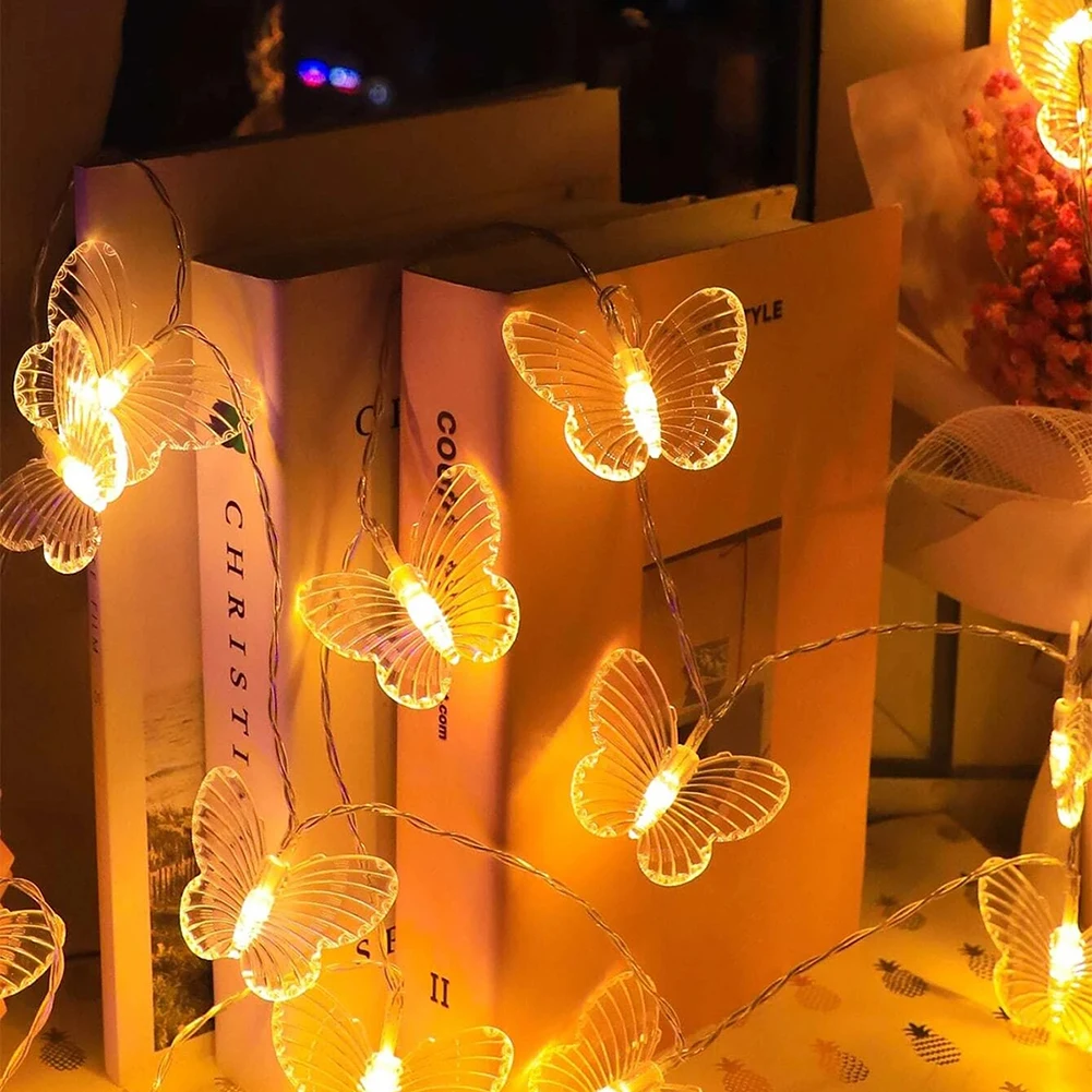 20pcs Motýľ LED Reťazec Svetlá Dovolenku Vianočné Osvetlenie Garland, napájaná Batériou Strany Garland Rozprávkových Svetiel Svadobné Osvetlenie 1