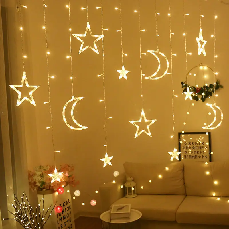 3,5 M Moon Star Lampa LED Reťazec Vianočné Osvetlenie, Dekorácie Vianočné Sviatky Garland Opony Vianočné Ozdoby 2022 1