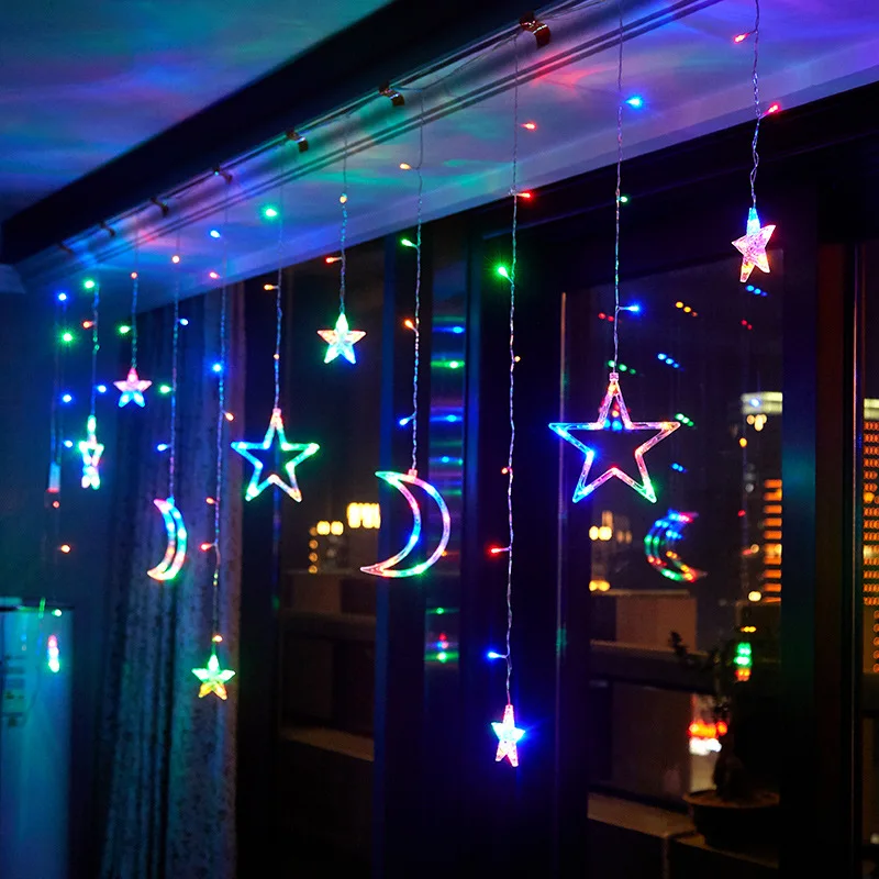 3,5 M Moon Star Lampa LED Reťazec Vianočné Osvetlenie, Dekorácie Vianočné Sviatky Garland Opony Vianočné Ozdoby 2022 5