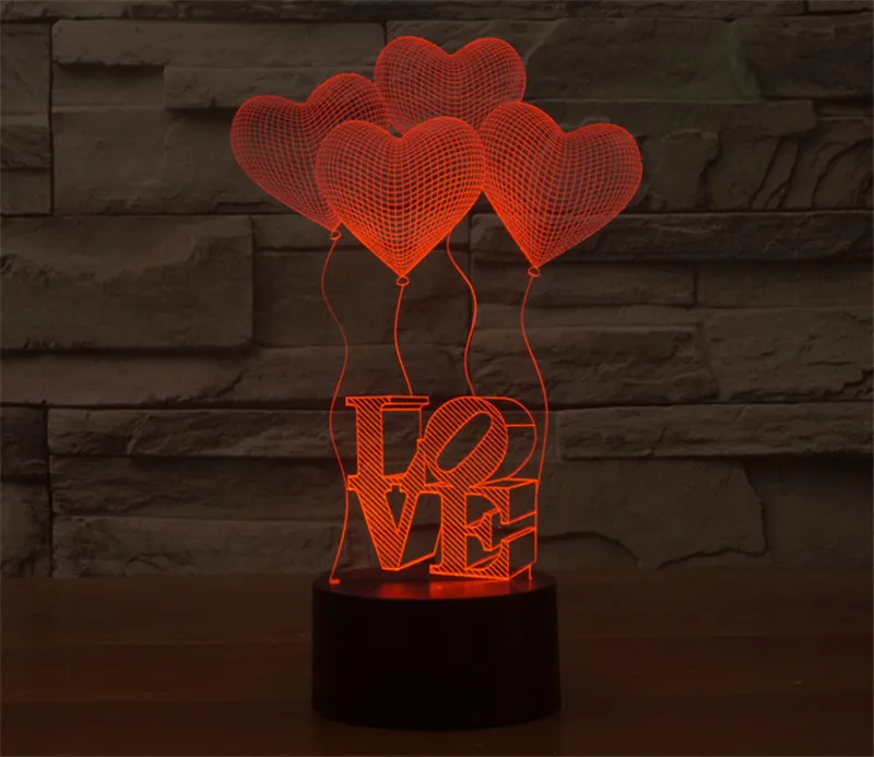 3D Farebné Stolové Lampy Láska Srdce Balón Romantický Darček na Svadbu Manželka Milovníkov Valentine Dieťa Nočný Stolík Lampa akcie obrázok 0