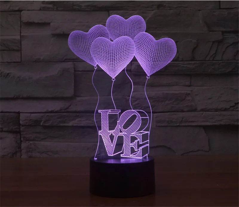 3D Farebné Stolové Lampy Láska Srdce Balón Romantický Darček na Svadbu Manželka Milovníkov Valentine Dieťa Nočný Stolík Lampa akcie obrázok 2