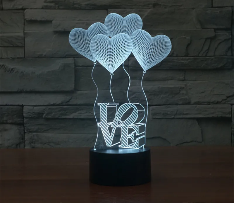 3D Farebné Stolové Lampy Láska Srdce Balón Romantický Darček na Svadbu Manželka Milovníkov Valentine Dieťa Nočný Stolík Lampa akcie obrázok 5
