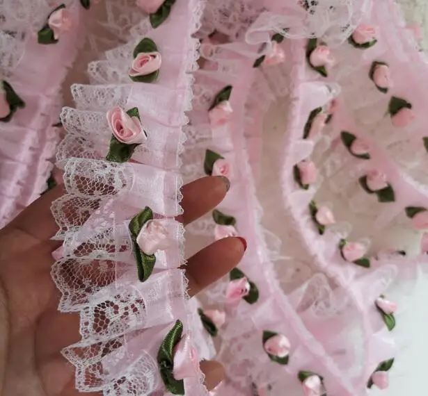 5 CM Široký Luxusné Ružová Výšivka biela 3D kvet čipky látky trim pása s nástrojmi DIY šitie nášivka golier šaty svadobné guipure dodanie 1