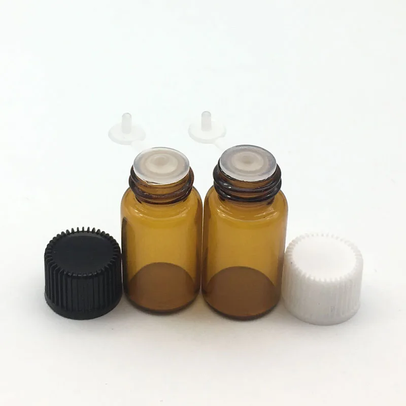 50pcs 3CC Esenciálny Olej, Sklenené Fľaše s Ústie Redukcia Siamské Zátku Spp 3ml Parfum Vzorku Amber Ampulky 2