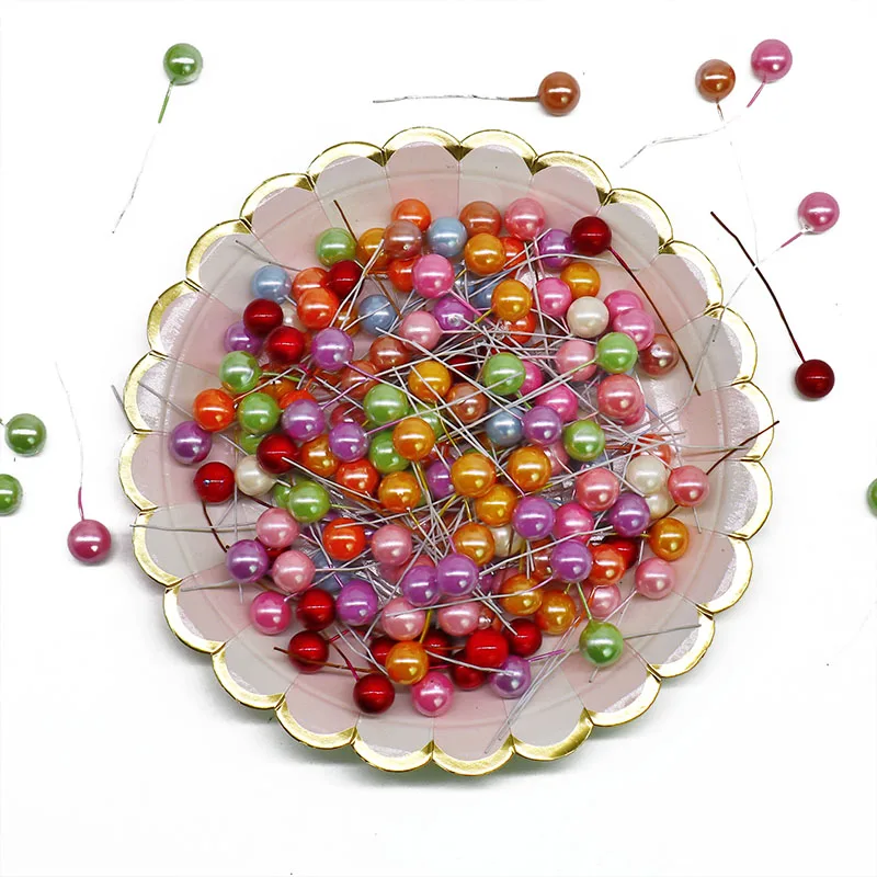 50pcs/veľa Mini Pearl Plastové Umelé Kvety, Ovocie Cherry Stamens pre Svadobné Vianočný Večierok DIY Dar, Vence, Dekorácie 3