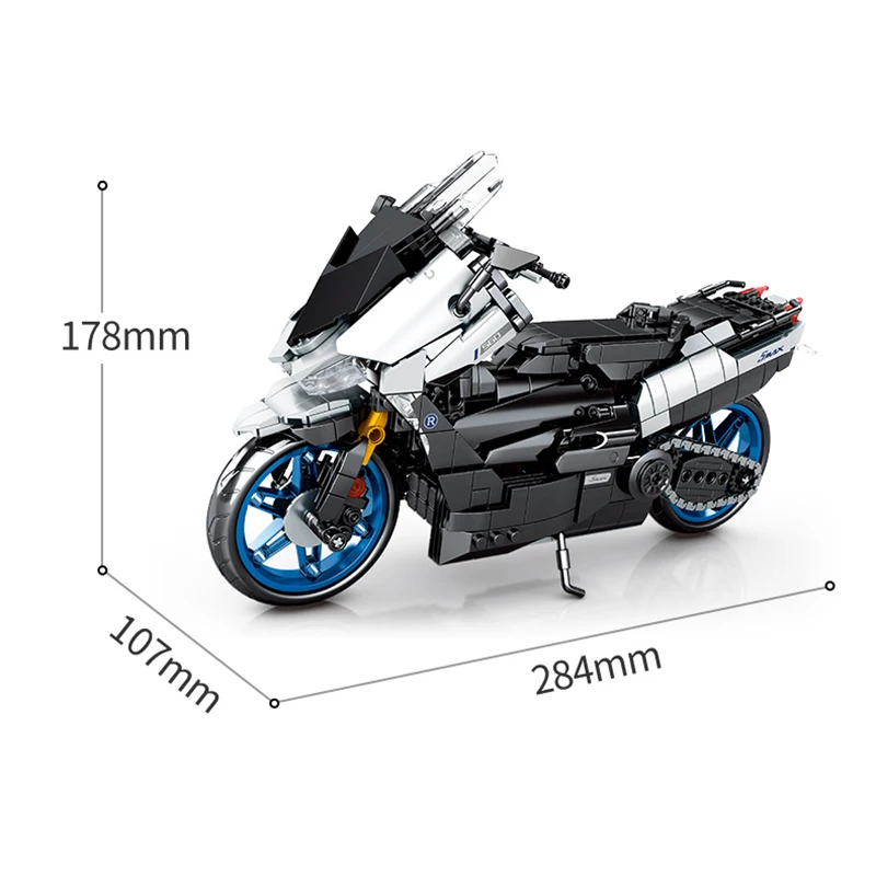 814 Ks Technické Model Motocykla Motobike Stavebné Bloky DIY Mechanické Moto Racing Car Vozidiel Tehly Hračky pre Deti, Darčeky 3