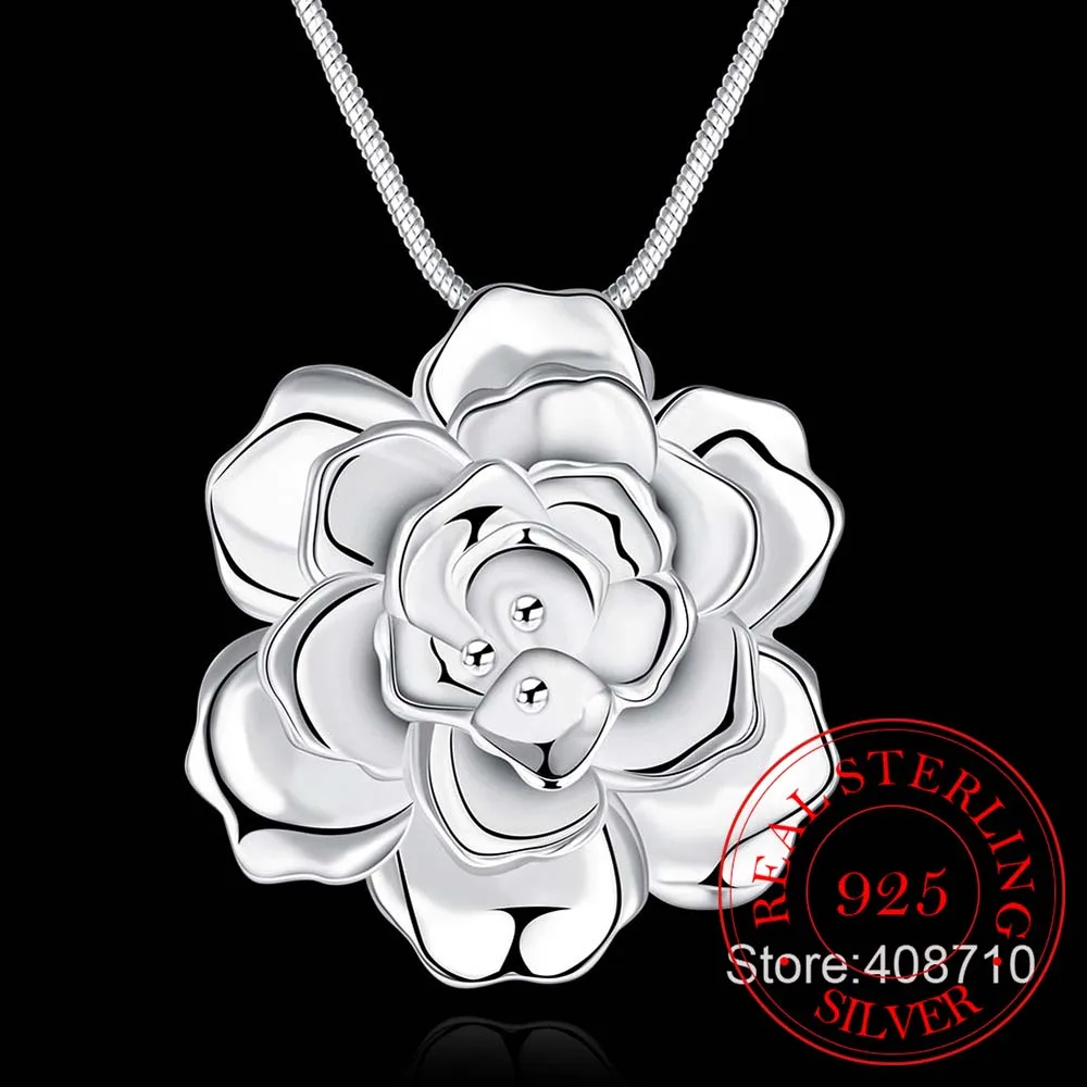 925 Sterling Silver Lotus Náhrdelníky & Prívesky Pre Ženy Elegantná Kvetina Krátky Náhrdelník Mincový Striebro Jemné Šperky Bijous 5