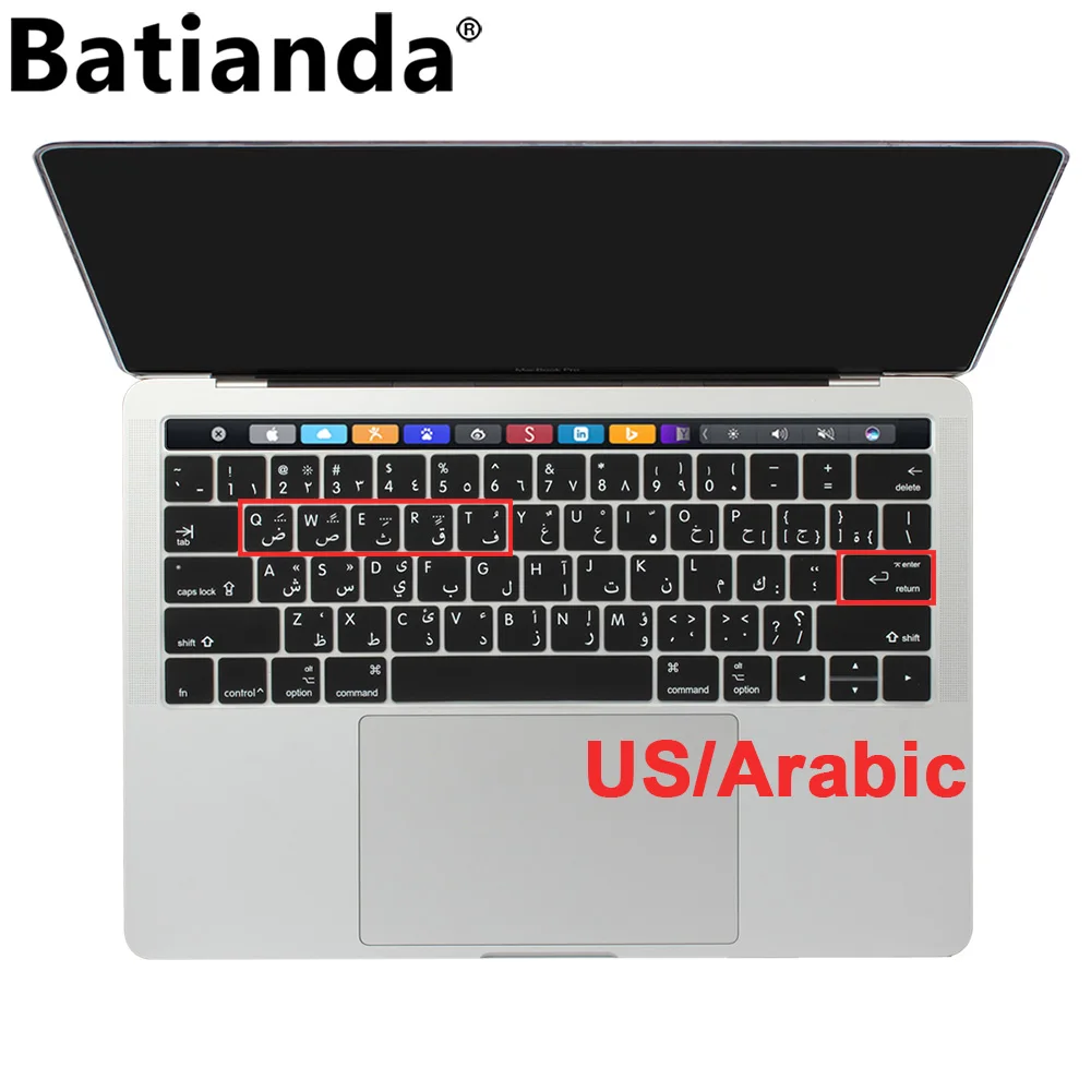 Arabčina / English Silikónová Klávesnica Pokožky Kryt Chránič pre 2016 2017 2018 2019 MacBook Pro 13