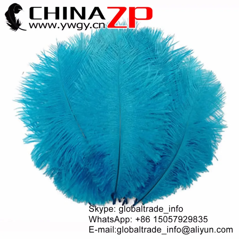 CHINAZP Pôvodných 30-35 cm/12-14inch Dĺžka 100ks/veľa Kvalitných Farbené Modrá Pštrosie Perie Drabs 2
