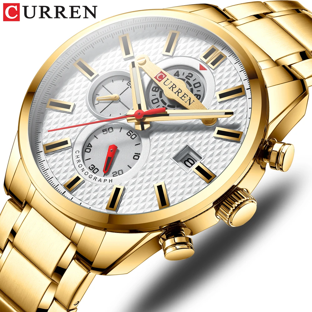 CURREN pánske hodinky Moderného Človeka Sledovať 2021 Business Bežné Hodinky pre Mužov Sport Chronograf Nepremokavé Quartz Analógové Náramkové Hodinky 1