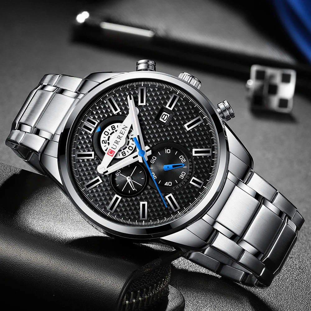 CURREN pánske hodinky Moderného Človeka Sledovať 2021 Business Bežné Hodinky pre Mužov Sport Chronograf Nepremokavé Quartz Analógové Náramkové Hodinky 4