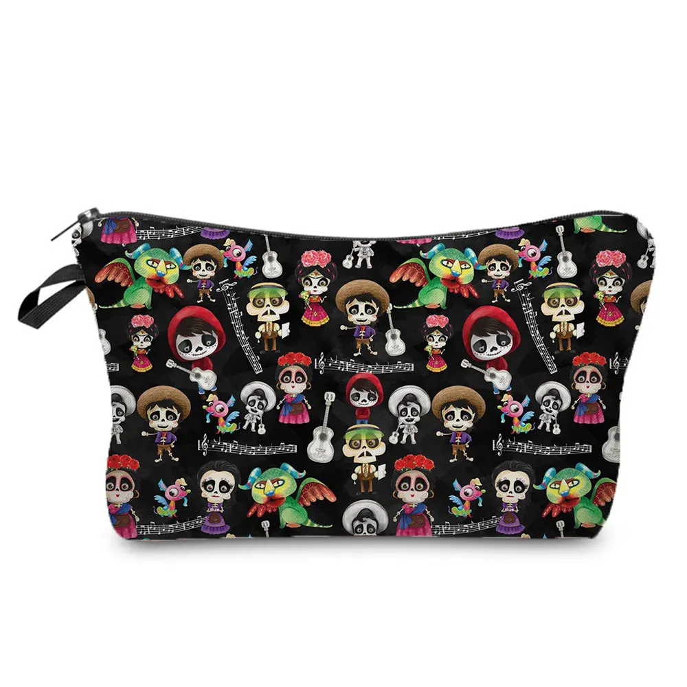 Disney Coco Vytlačené Kozmetická Taška Hot Halloween Módne Make-Up Bag Black Ženy Cestovanie Umývanie Skladovanie Taška Cartoon Candy Bag Prenosné 3