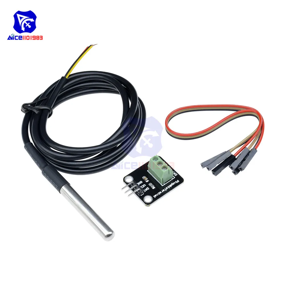 Diymore DS18B20 DigitalTemperature Senzor Sondy Vodotesný Kábel s Converter Modul Dupont Drôt pre Arduino 4